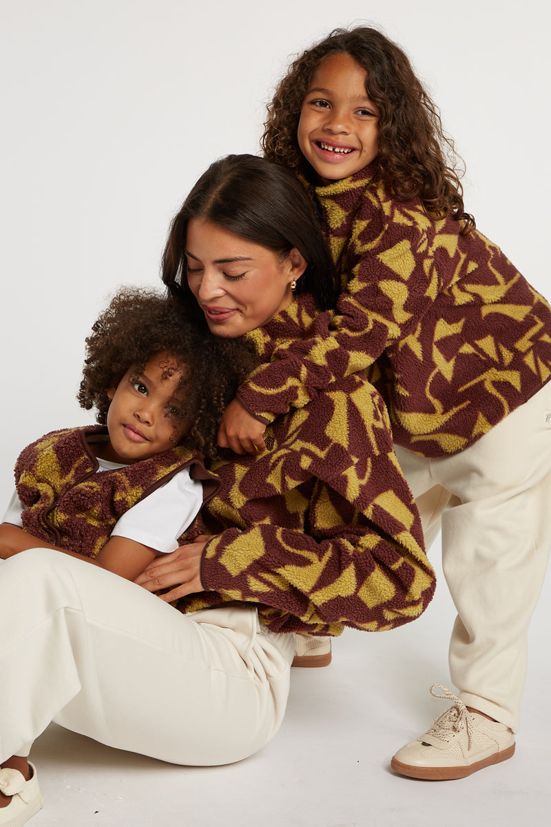 KIDS Half-Zip Geo Print Cacao