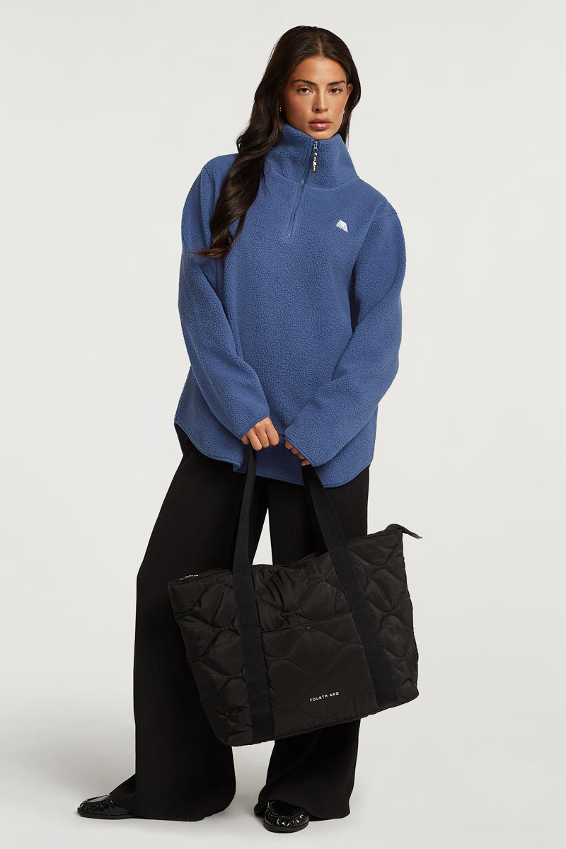 Nylon Puffer Tote Quilted Black
