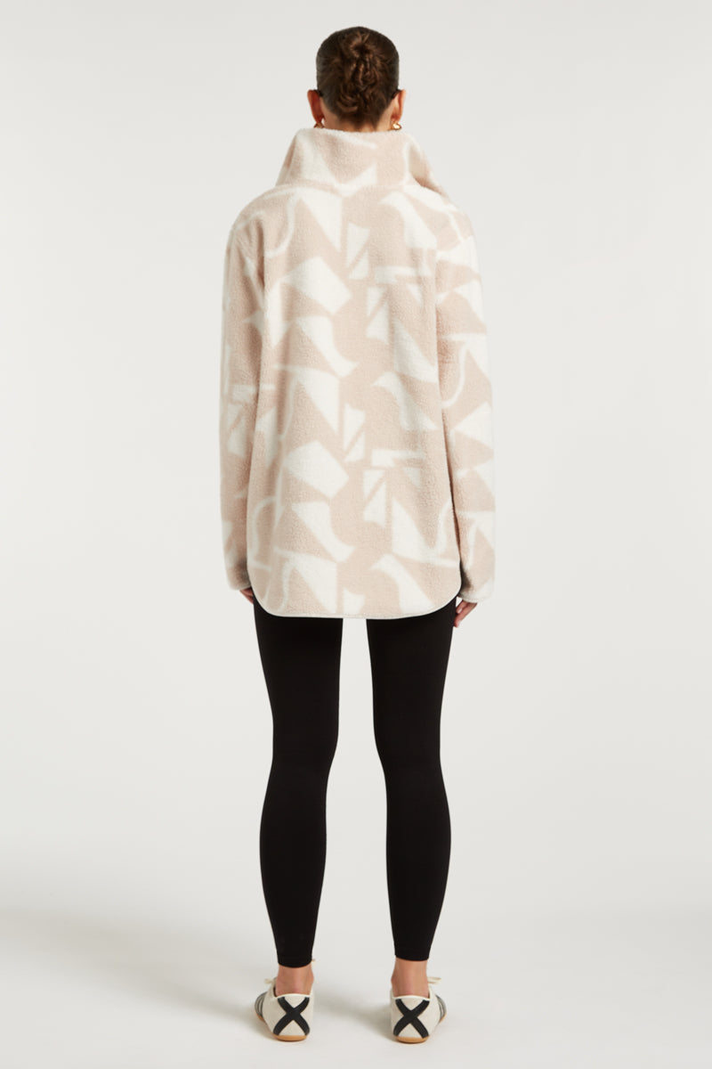 LENNOX Half-Zip Geo Print Ecru