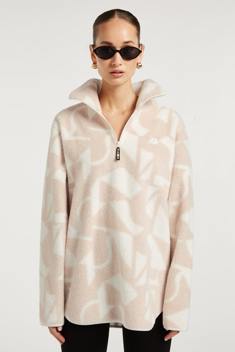 LENNOX Half-Zip Geo Print Ecru