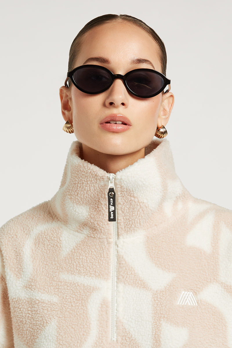 LENNOX Half-Zip Geo Print Ecru