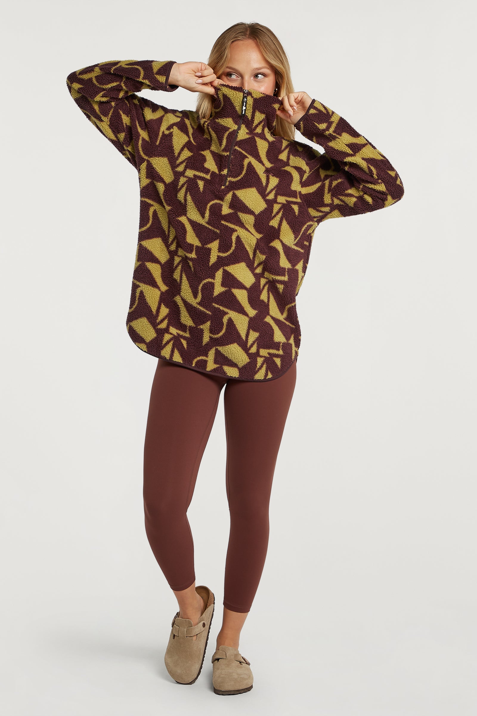 LENNOX Half-Zip Geo Print Cacao