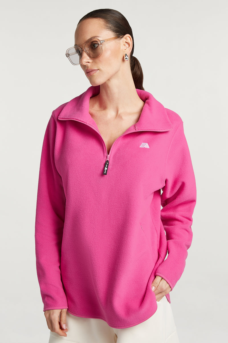LENNOX 'Cloud' Half-Zip Fleece Hotshot Pink | 4TH ARQ