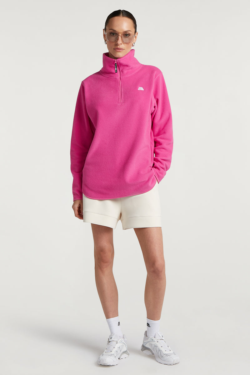 LENNOX 'Cloud' Half-Zip Fleece Hotshot Pink | 4TH ARQ