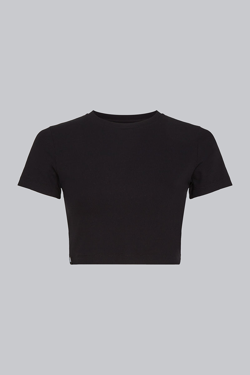 MADDIE Rib Crop T-Shirt Black