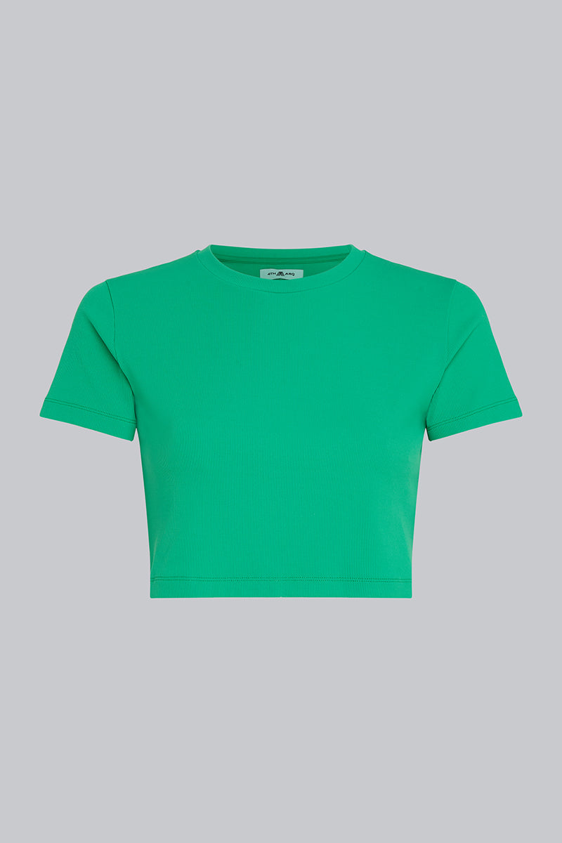 MADDIE Rib Crop T-Shirt True Green