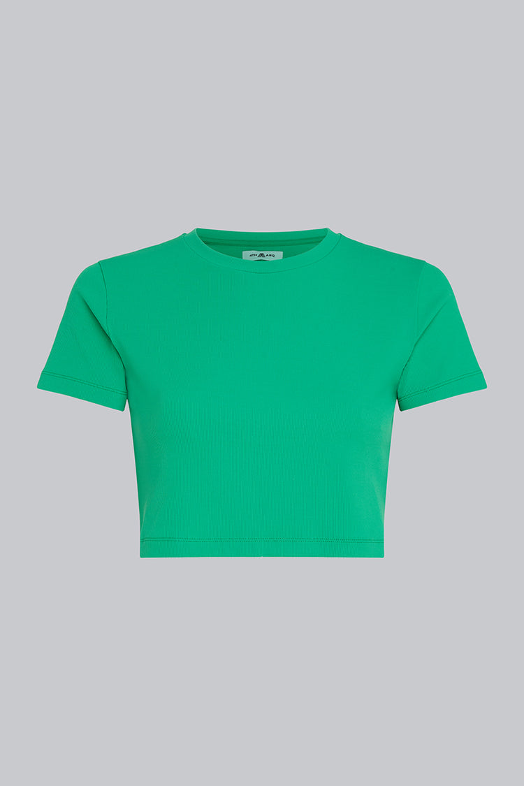 MADDIE Rib Crop T-Shirt True Green