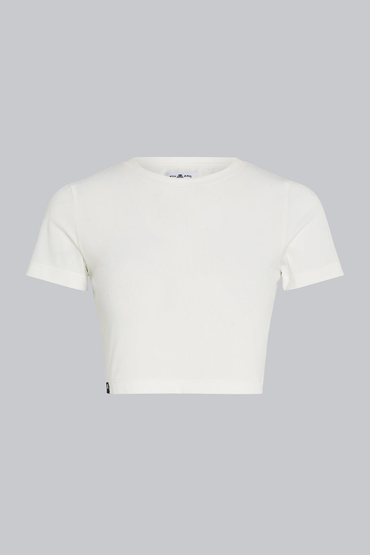 MADDIE Rib Crop T-Shirt White