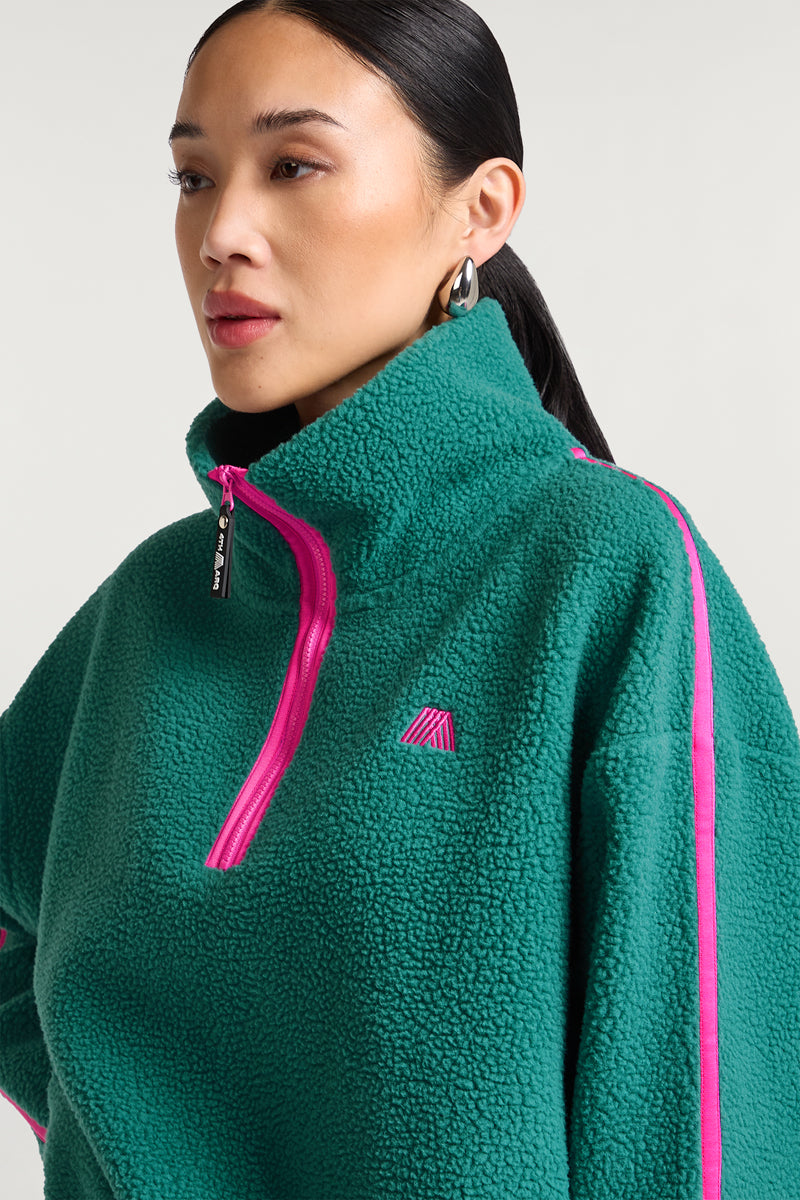 MADDOX Fleece Half-Zip Teal Tide | 4TH ARQ