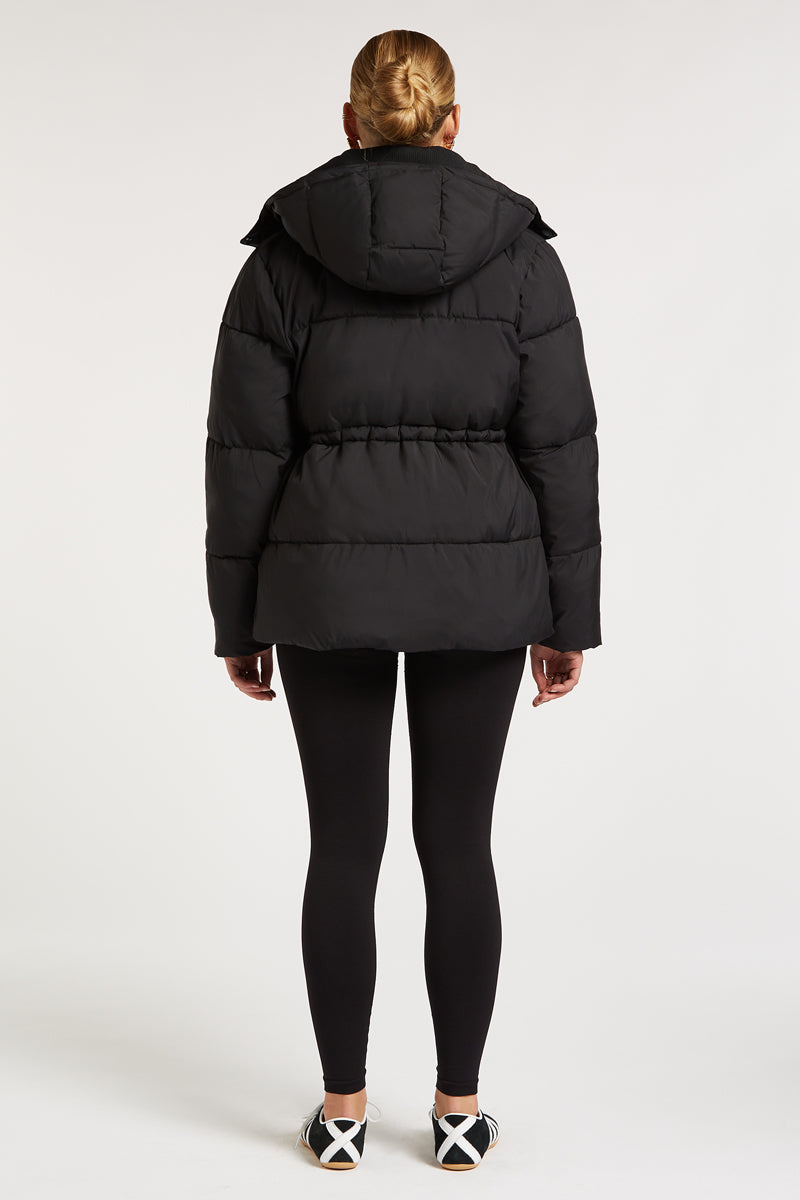 NOVA Longline Puffer Coat Black