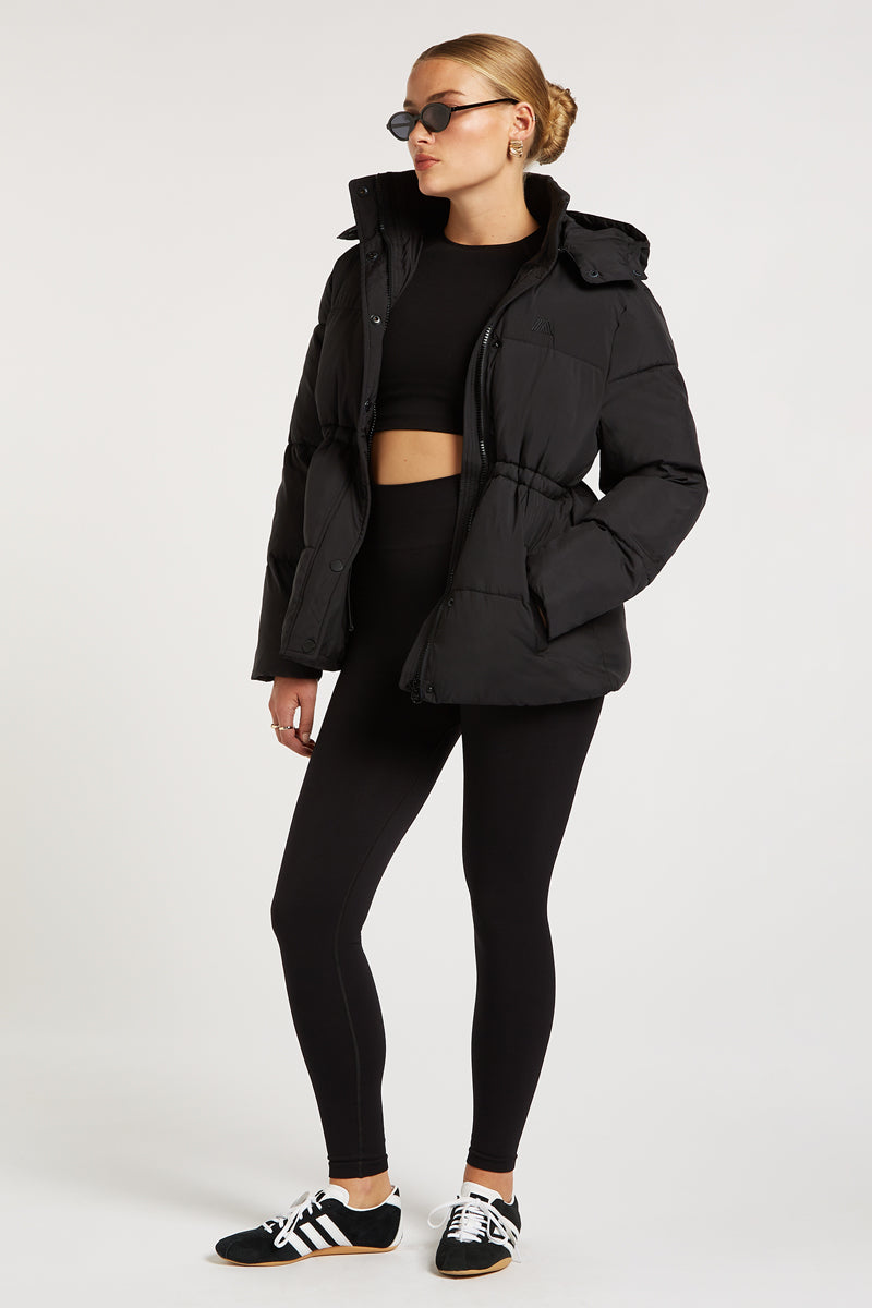 NOVA Longline Puffer Coat Black