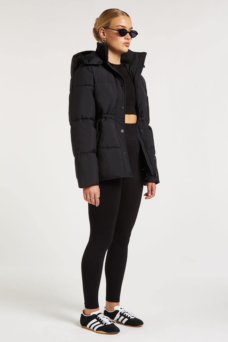 NOVA Longline Puffer Coat Black
