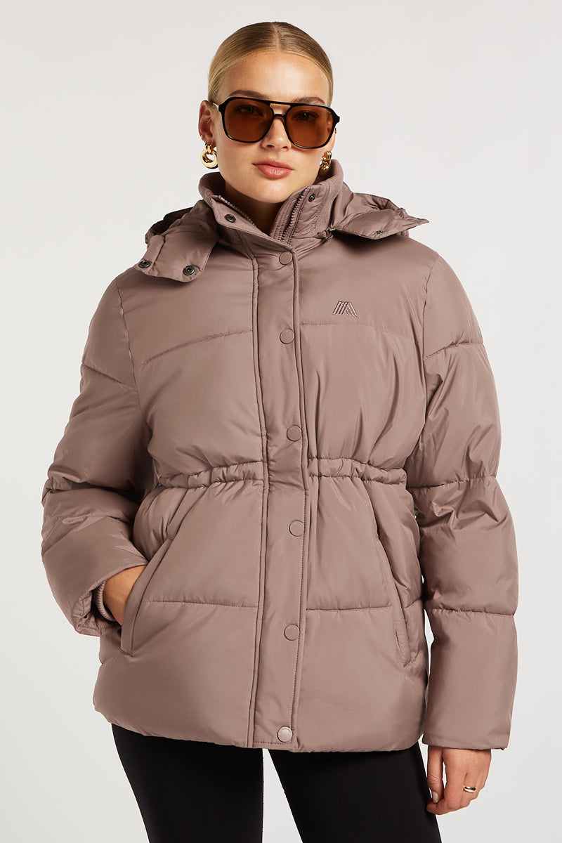 NOVA Longline Puffer Coat Taupe