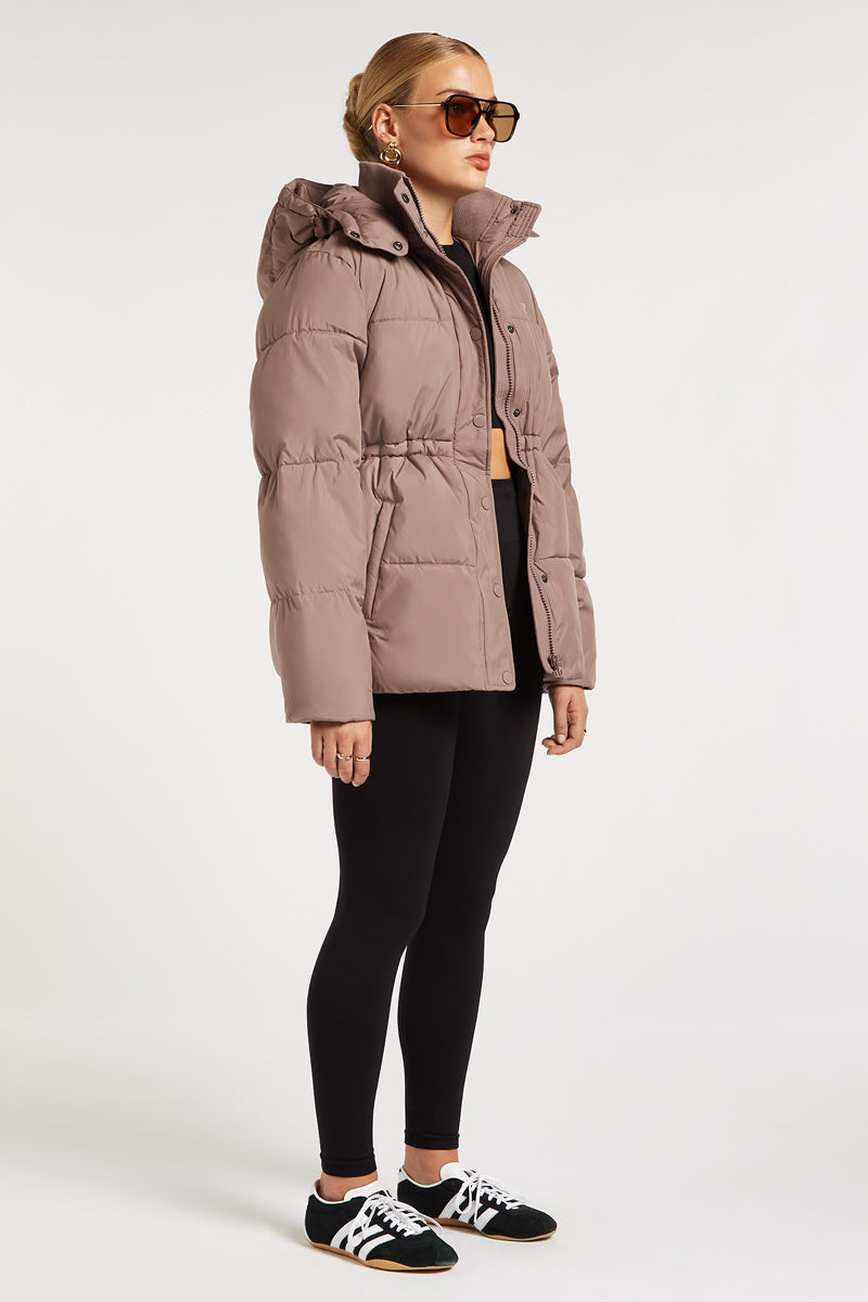 NOVA Longline Puffer Coat Taupe
