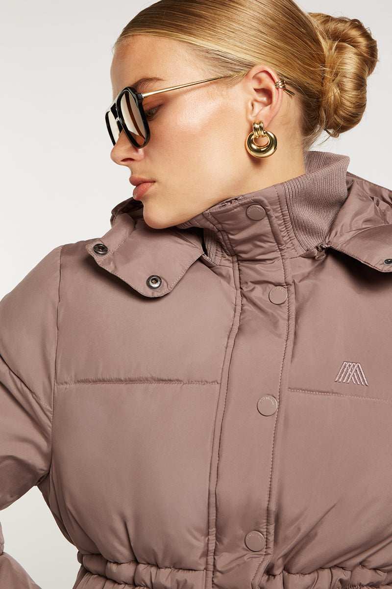 NOVA Longline Puffer Coat Taupe