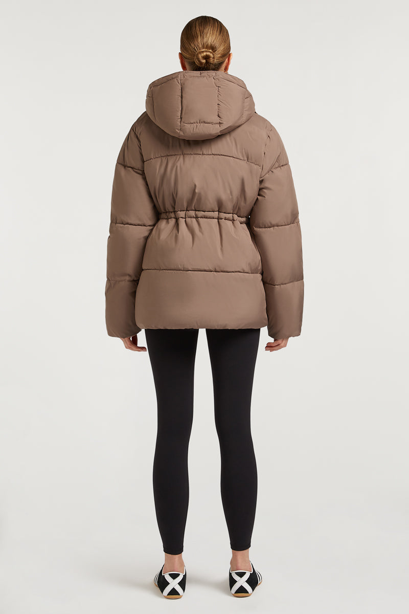 NOVA Longline Puffer Coat Taupe