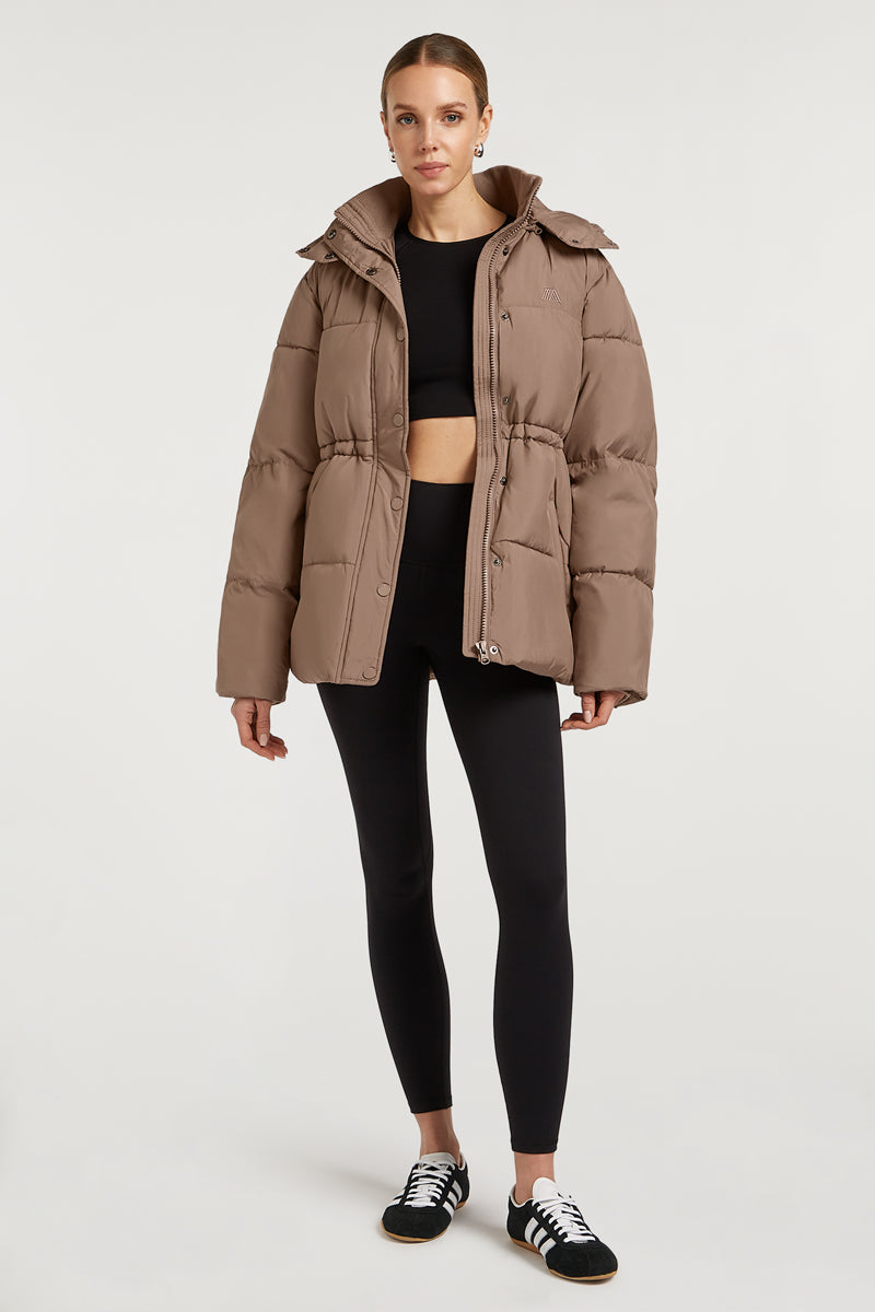 NOVA Longline Puffer Coat Taupe