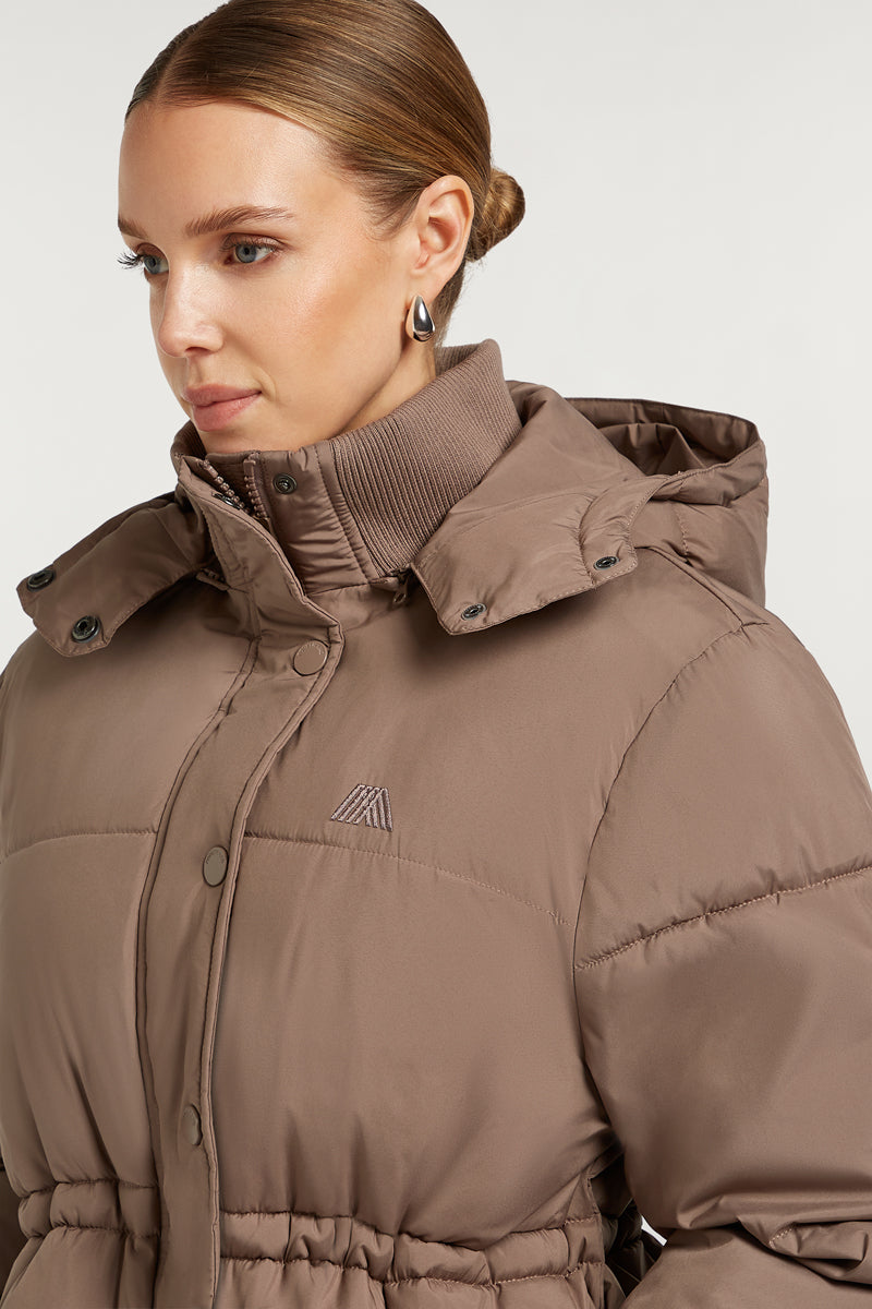 NOVA Longline Puffer Coat Taupe