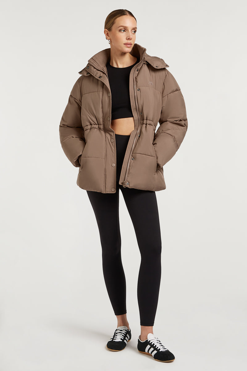 NOVA Longline Puffer Coat Taupe