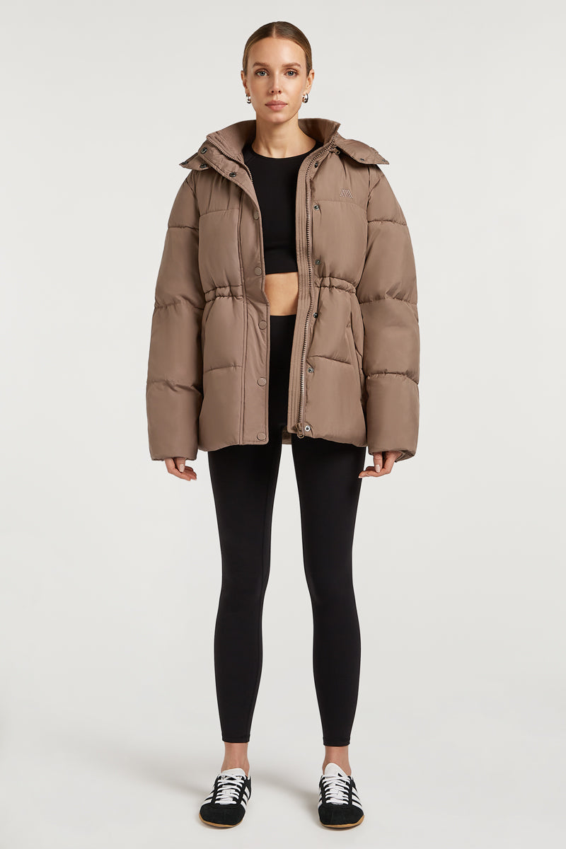 NOVA Longline Puffer Coat Taupe