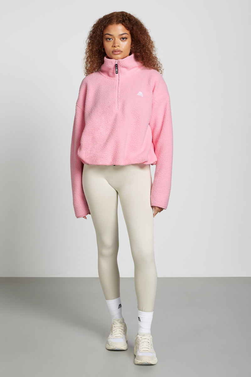 Cozy Carrot - Bubbie Gum Pink fleece jacket with hot appliqued carrots. Chunky easy-zip and deep pockets.