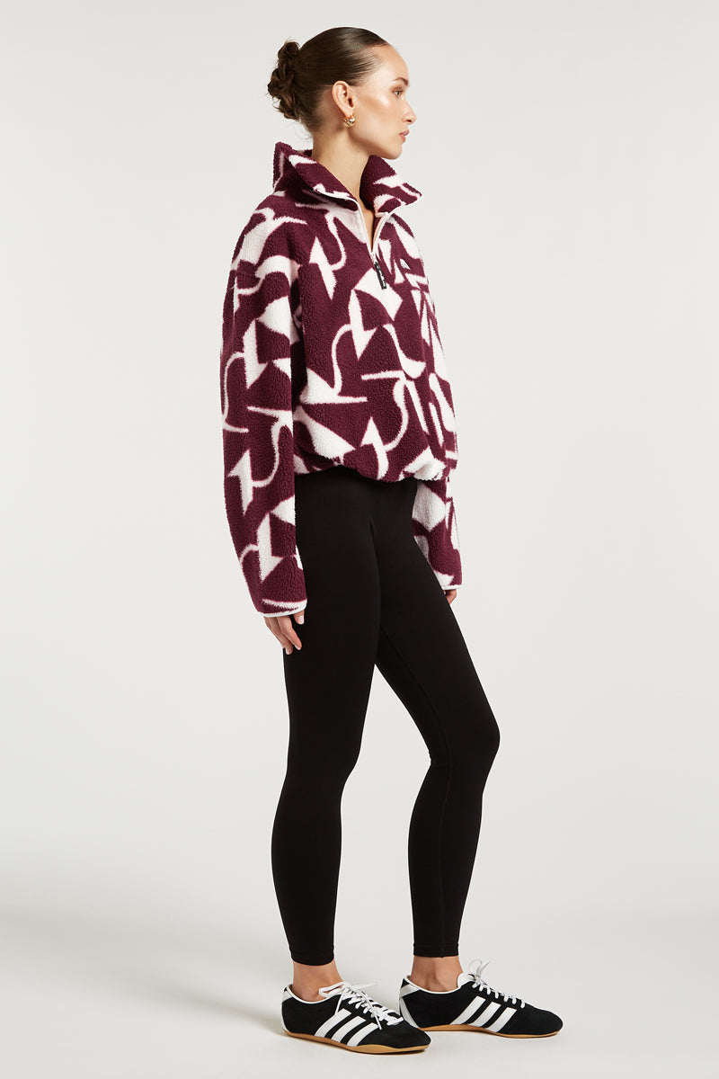 PHOENIX Half-Zip Geo Print Dark Cherry