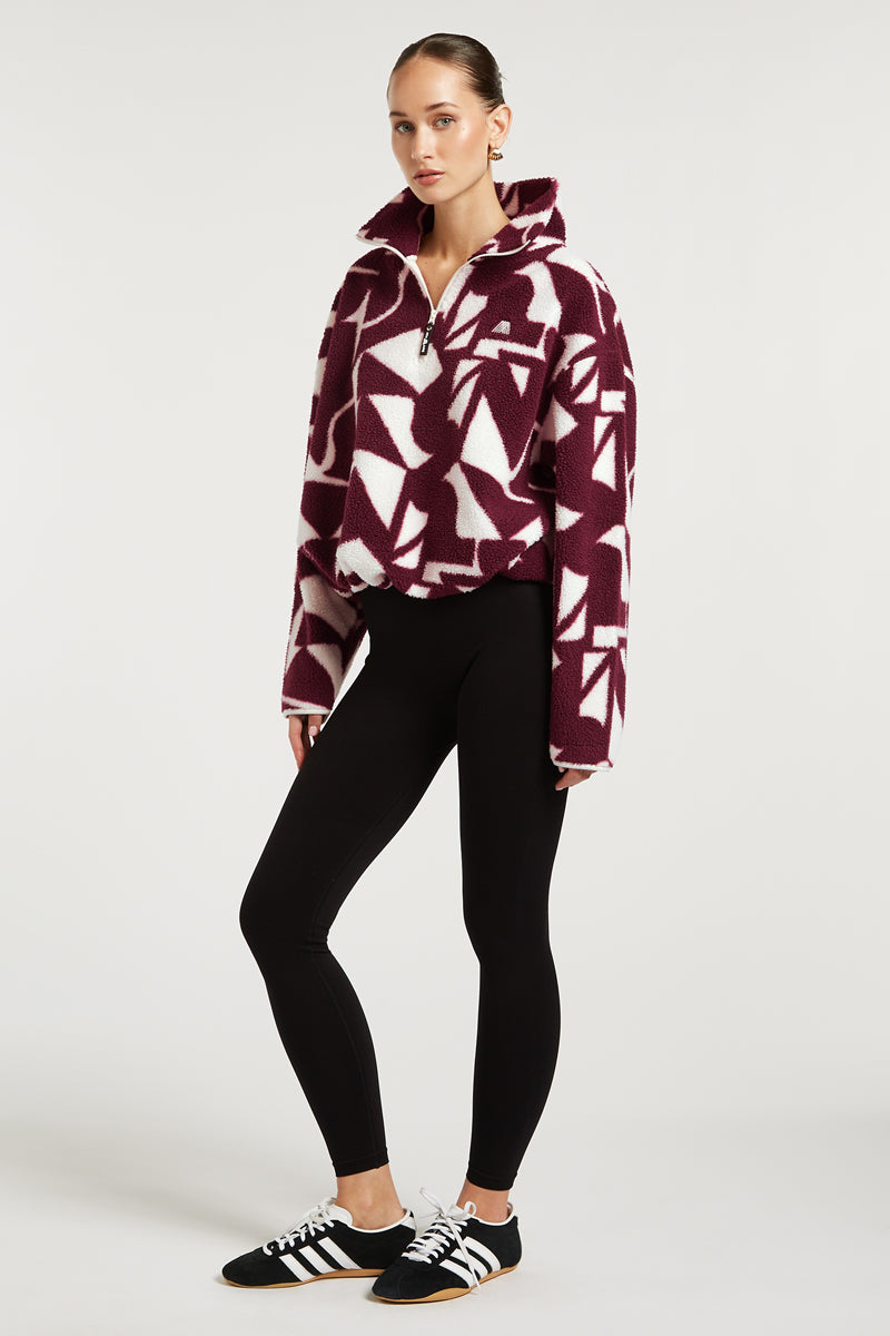 PHOENIX Half-Zip Geo Print Dark Cherry