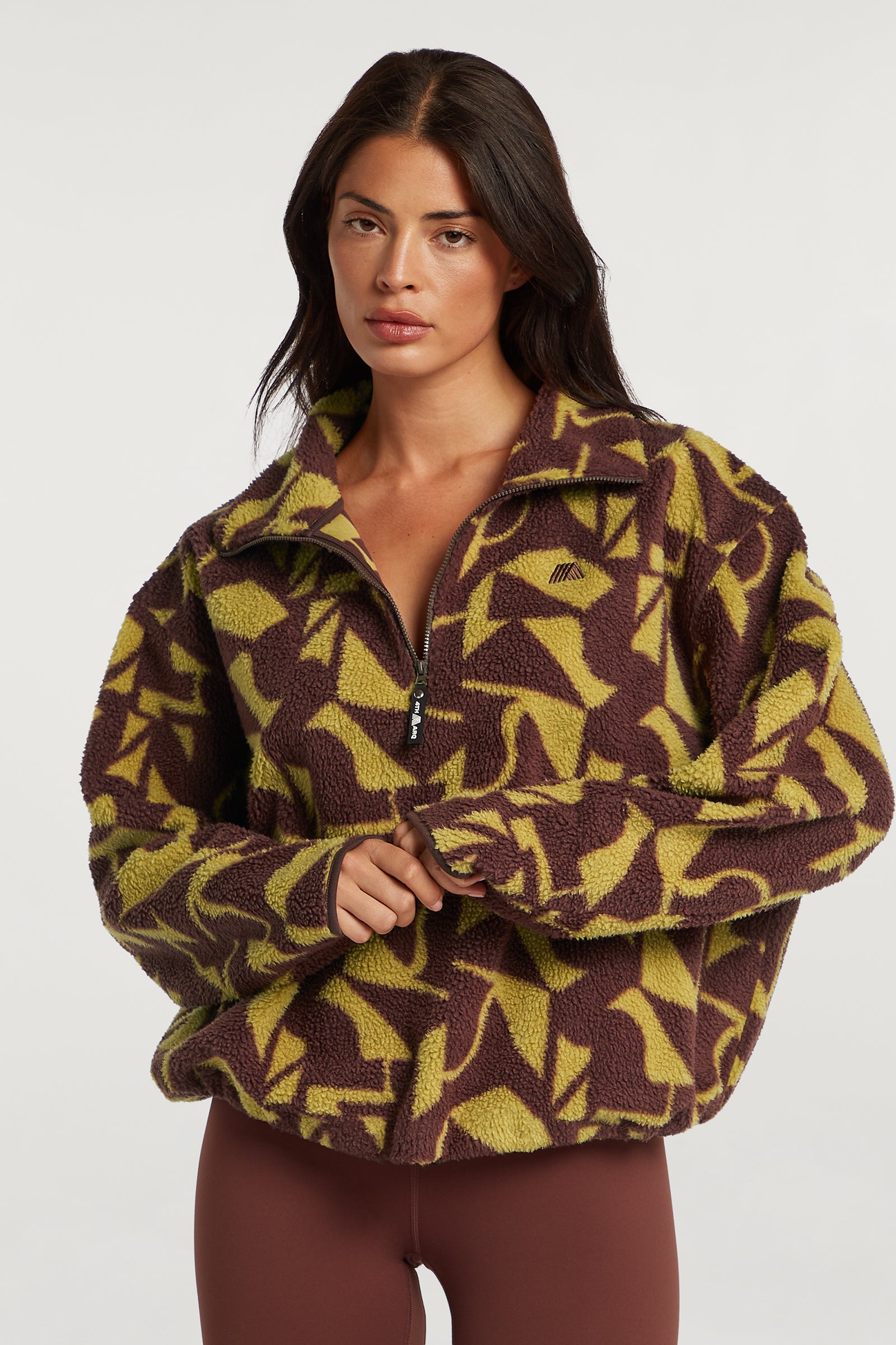 PHOENIX Half-Zip Geo Print Cacao