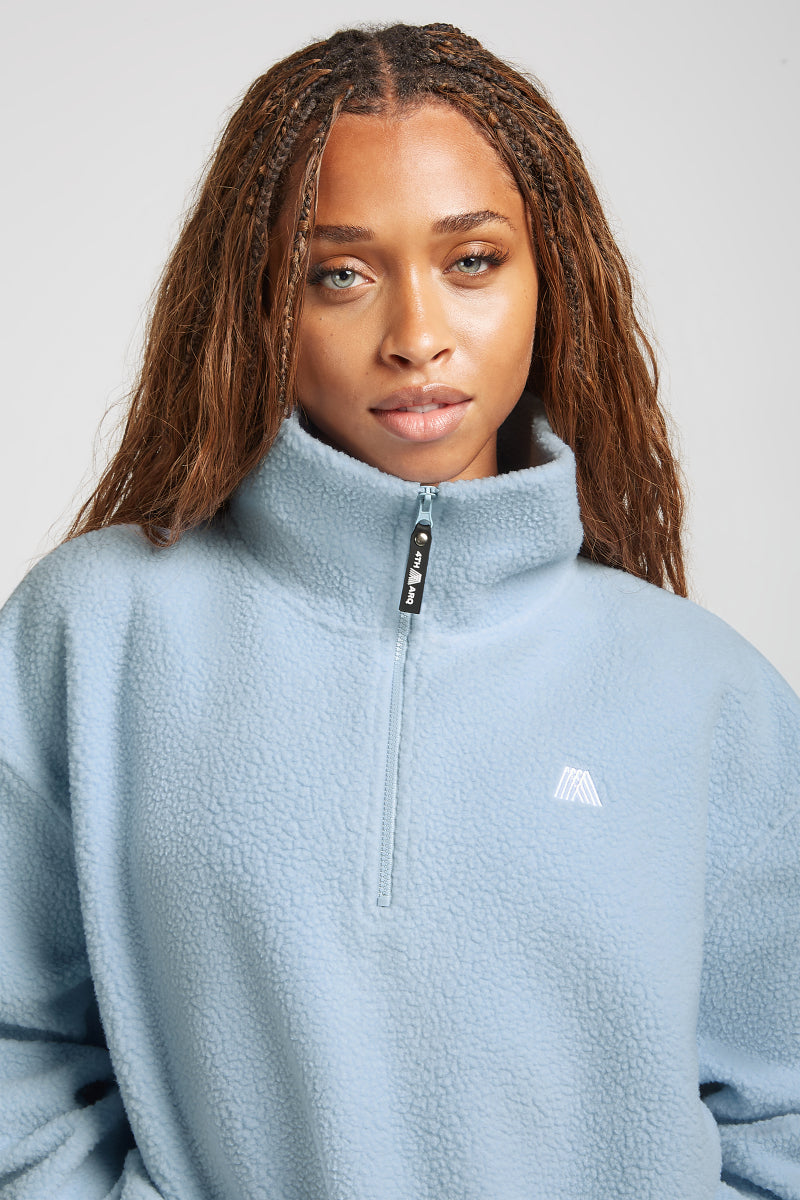 Organic Cotton Blue Half Zip Fleece Fleece Blue Navy Organic