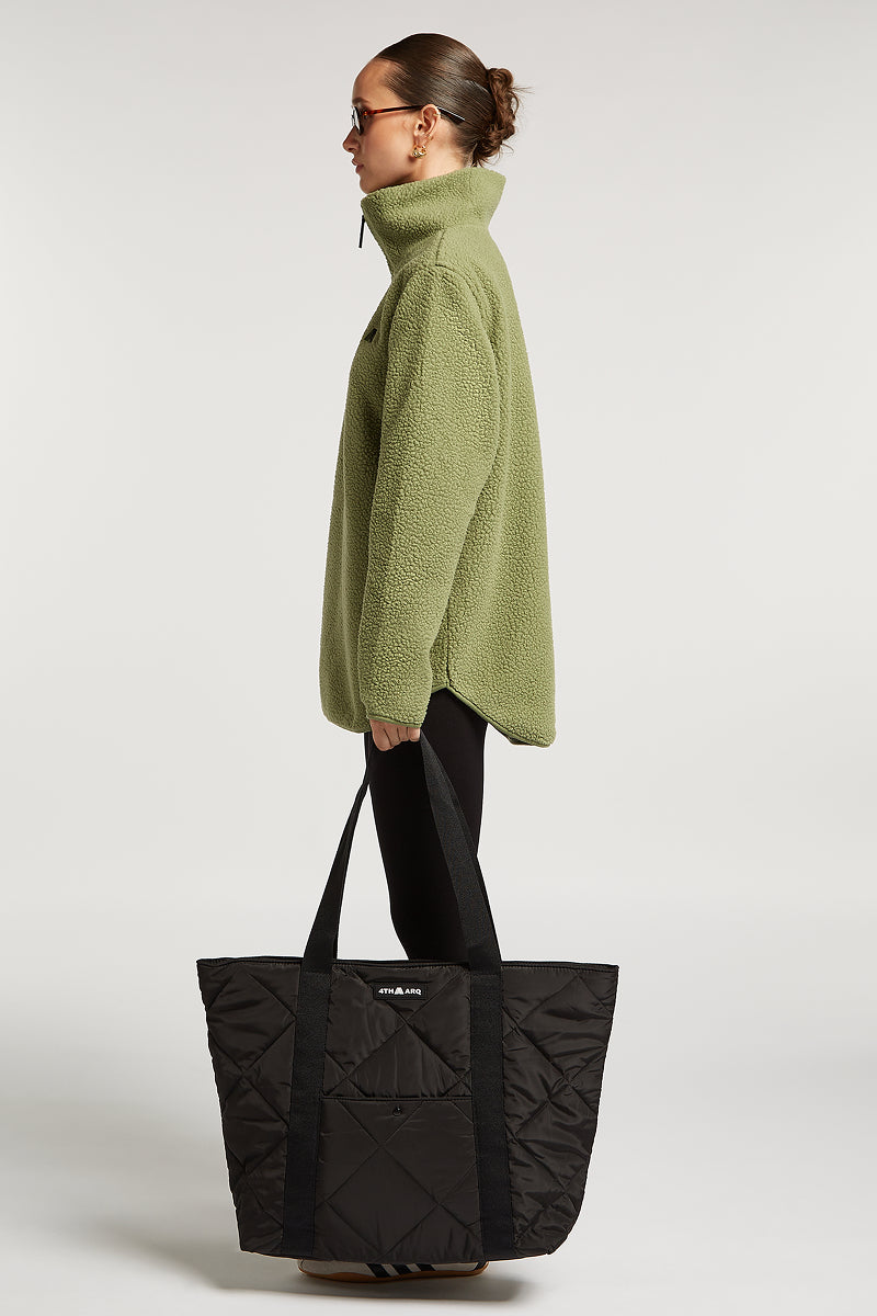 Nylon Puffer Tote Bag Black