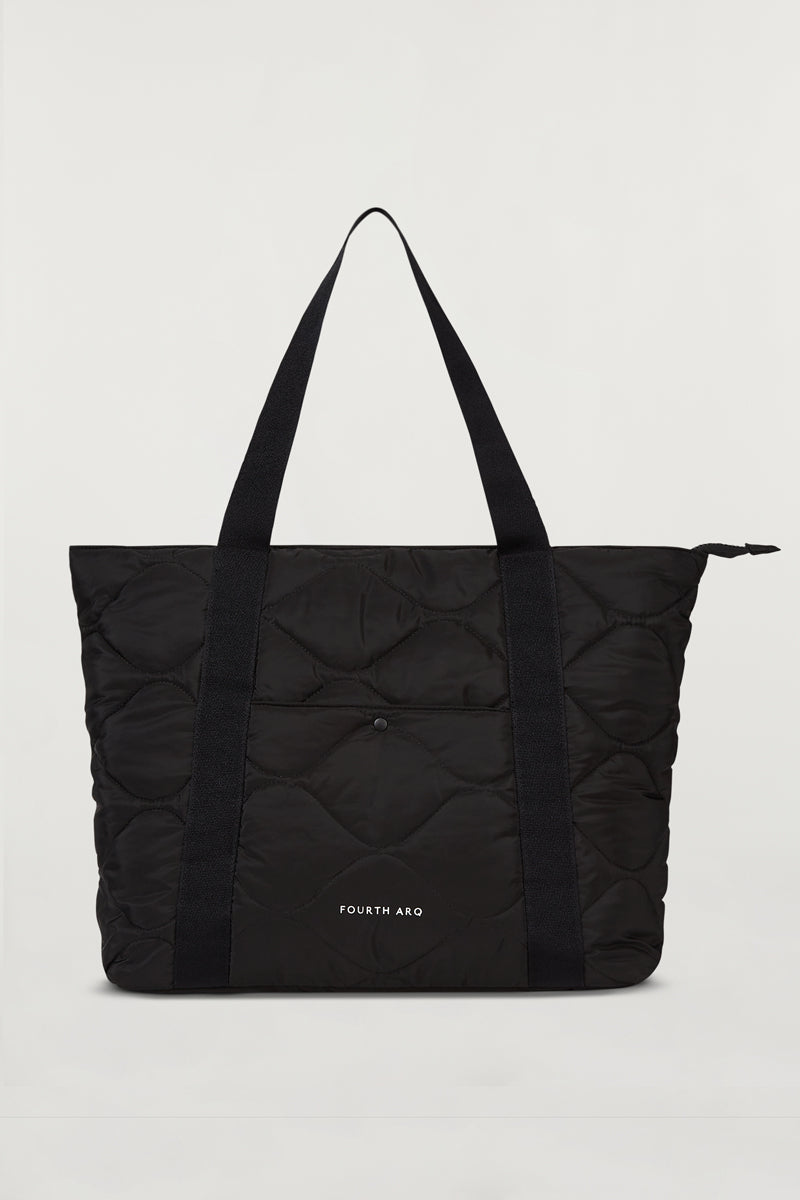 Nylon Puffer Tote Quilted Black