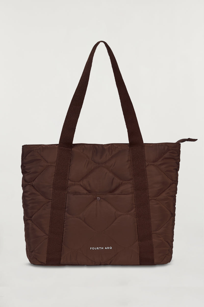 Nylon Puffer Tote Quilted Cacao