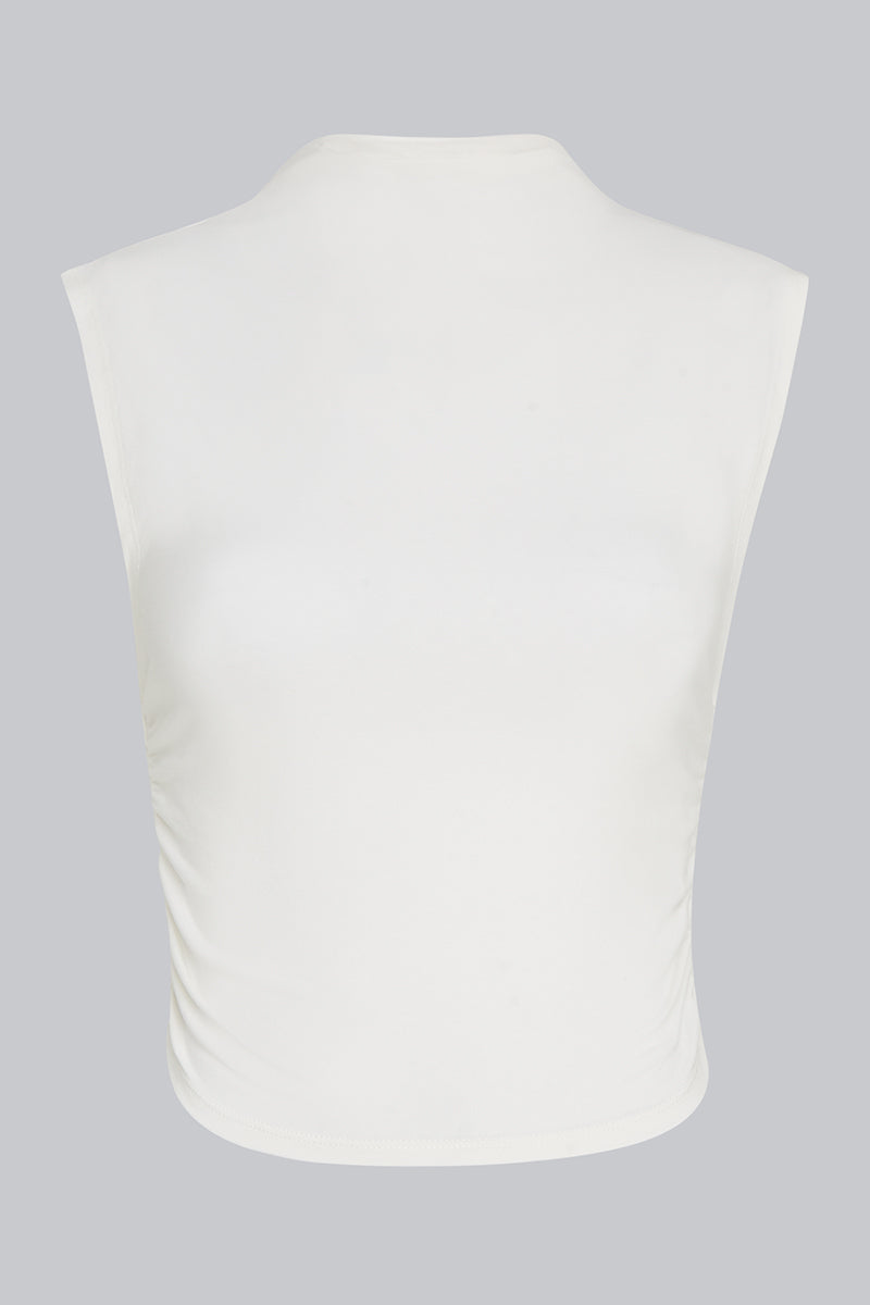 SIENNA Ruched Sleeveless T-Shirt White