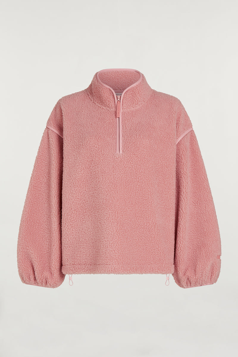 SLOANE Borg Half-Zip Ballerina Pink