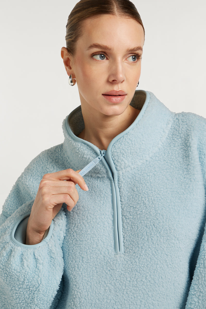SLOANE Borg Half-Zip Breeze Blue