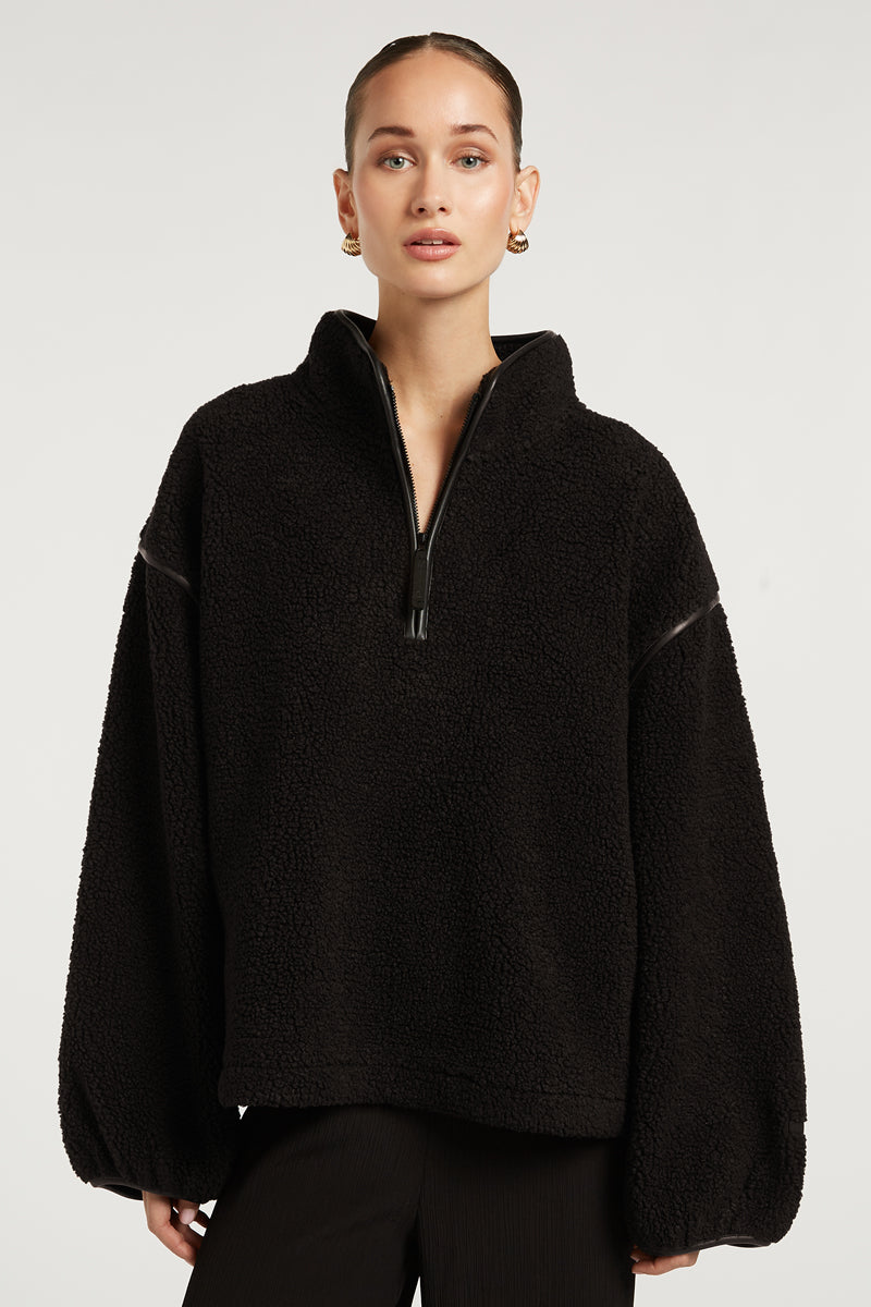 SLOANE Borg Half-Zip Black