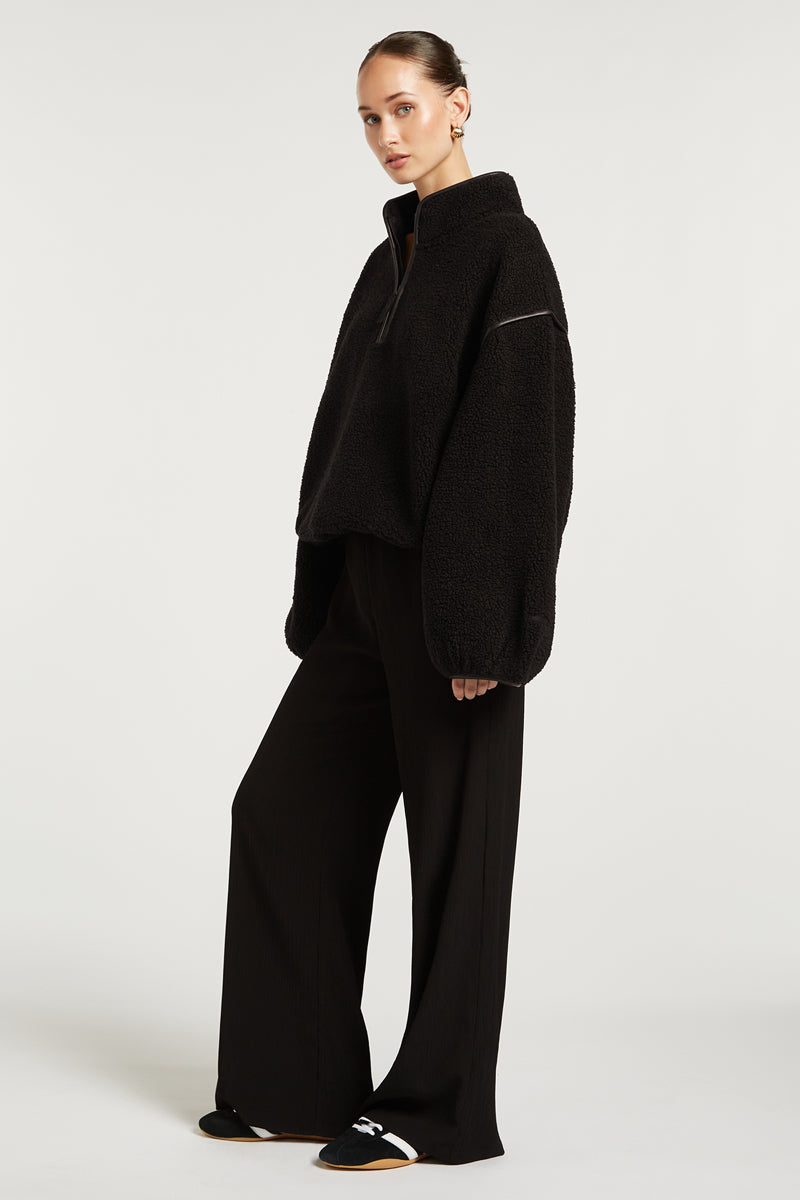 SLOANE Borg Half-Zip Black