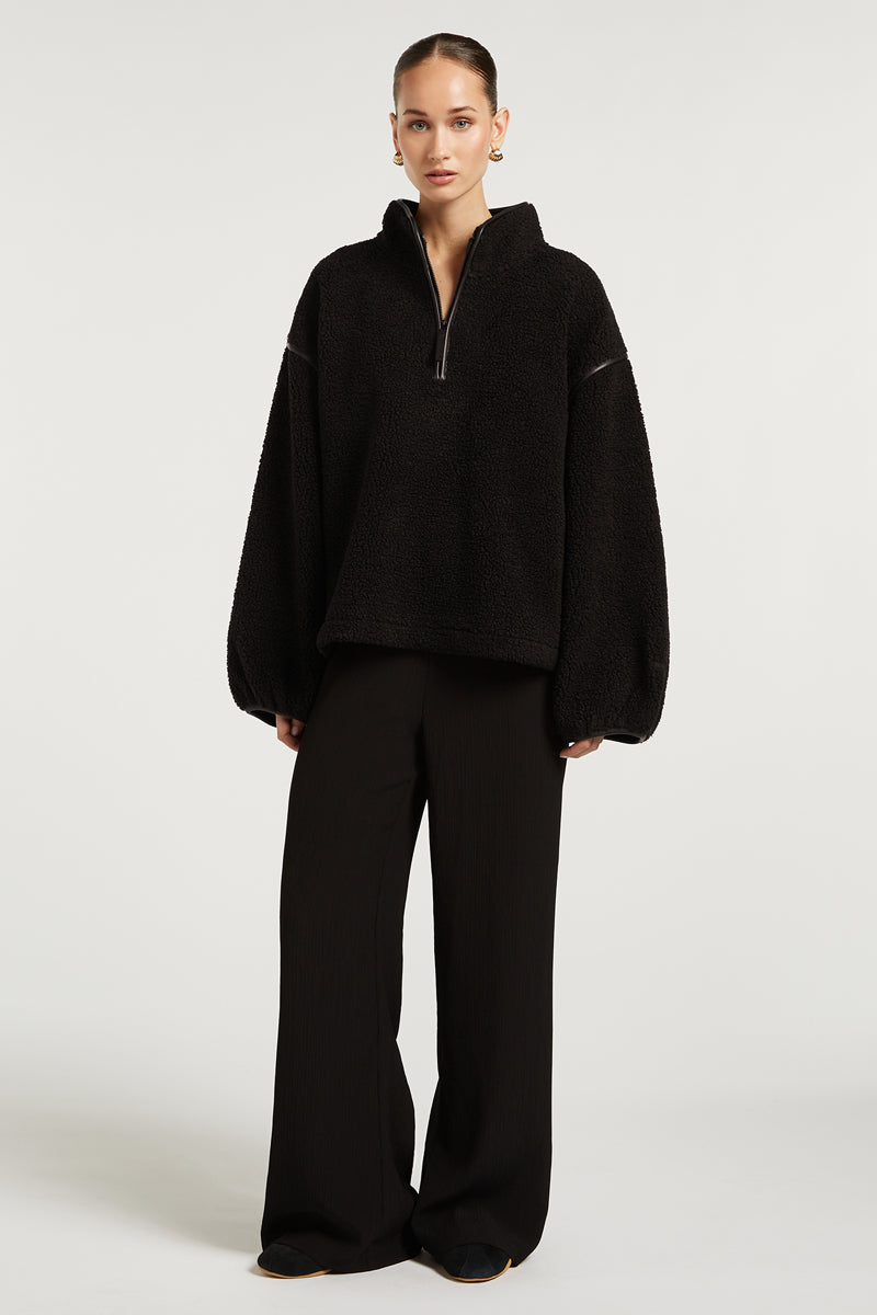 SLOANE Borg Half-Zip Black