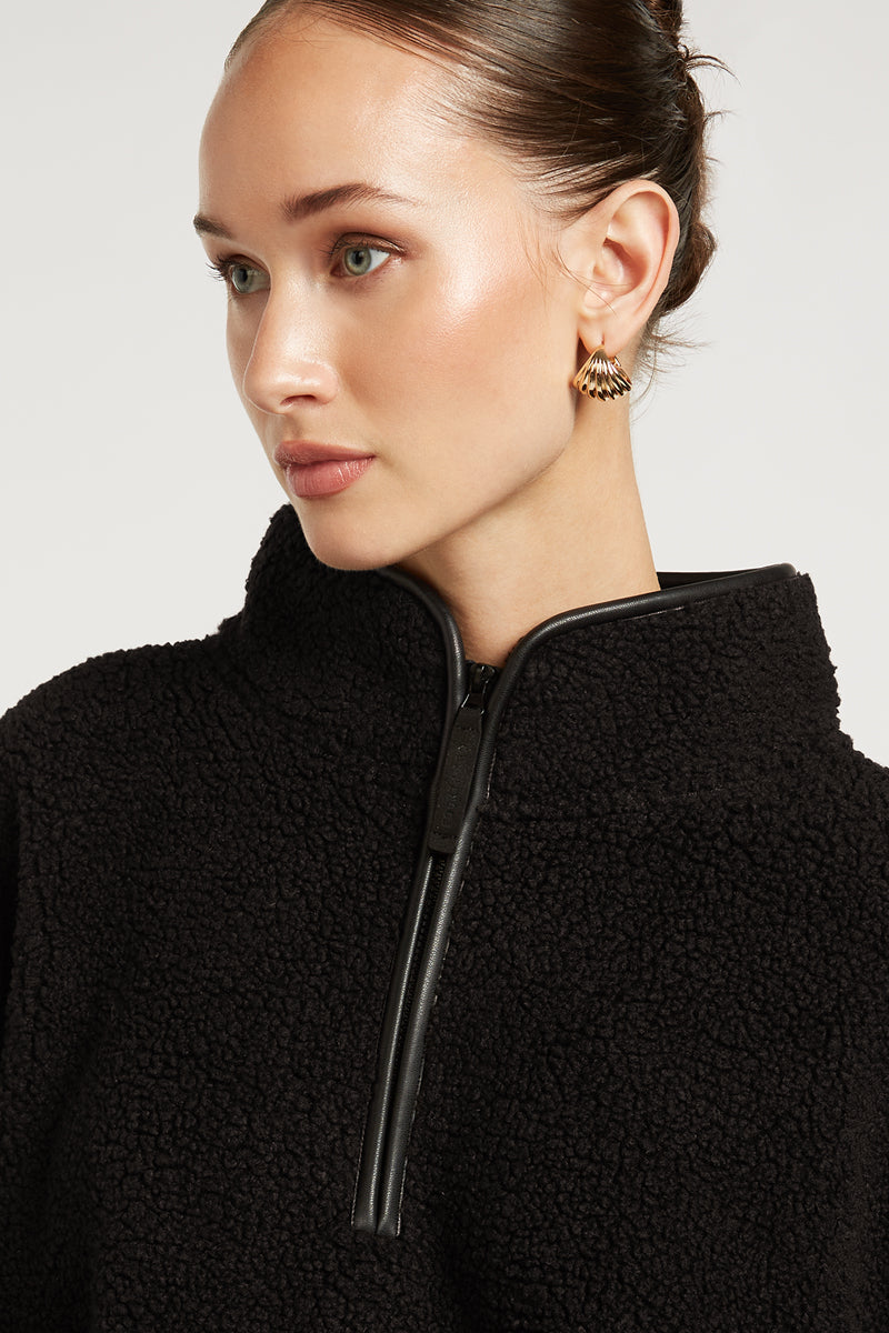 SLOANE Borg Half-Zip Black