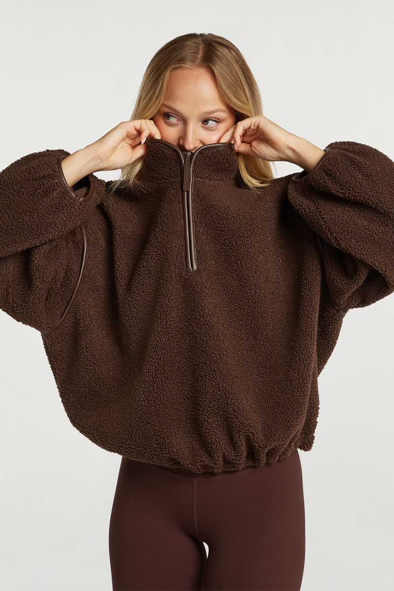 SLOANE Borg Half-Zip Cacao
