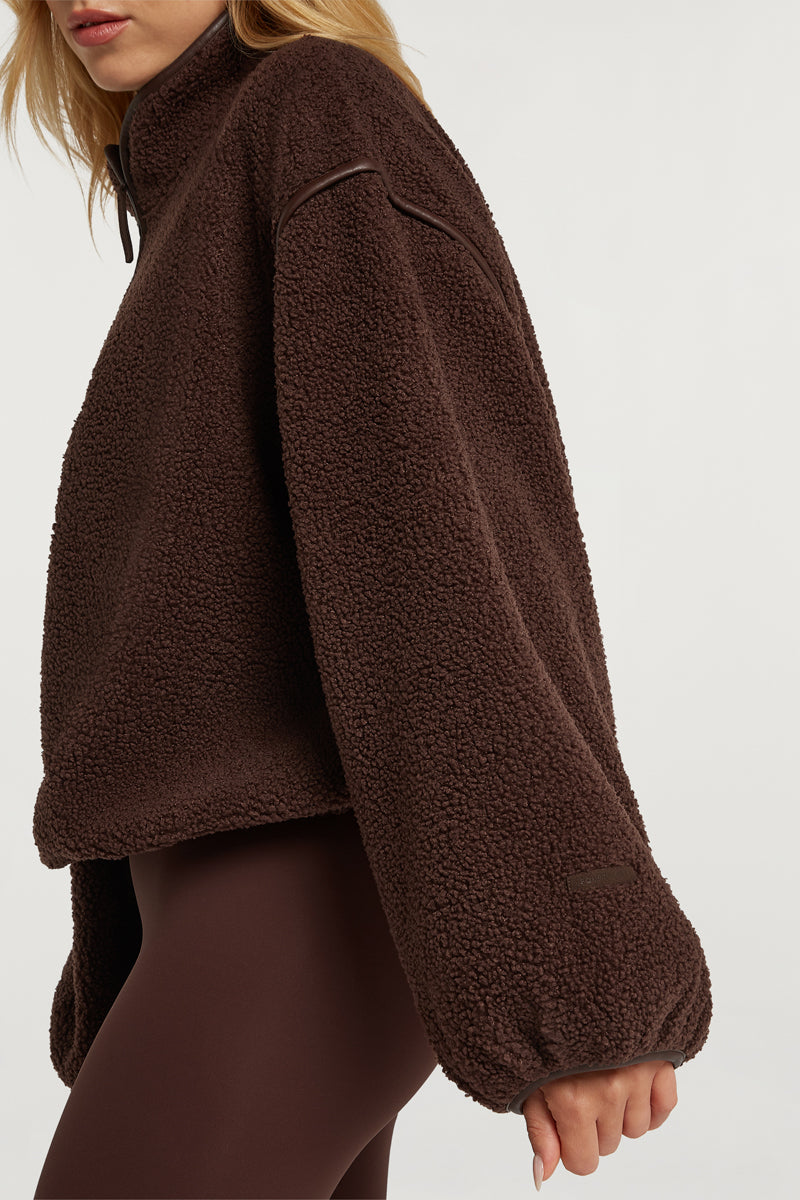 SLOANE Borg Half-Zip Cacao