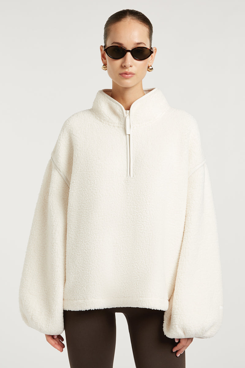 SLOANE Borg Half-Zip Cream