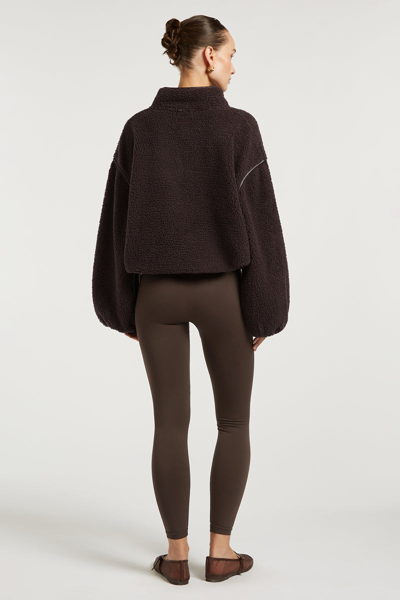 SLOANE Borg Half-Zip Espresso