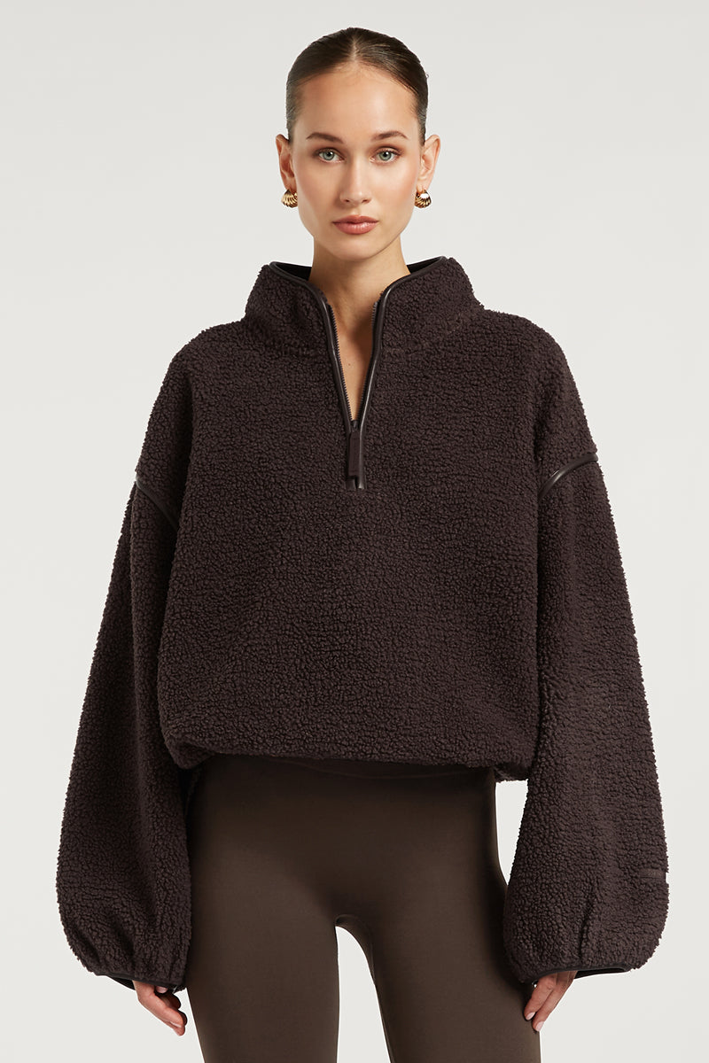 SLOANE Borg Half-Zip Espresso