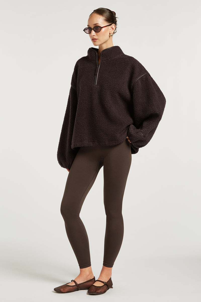 SLOANE Borg Half-Zip Espresso