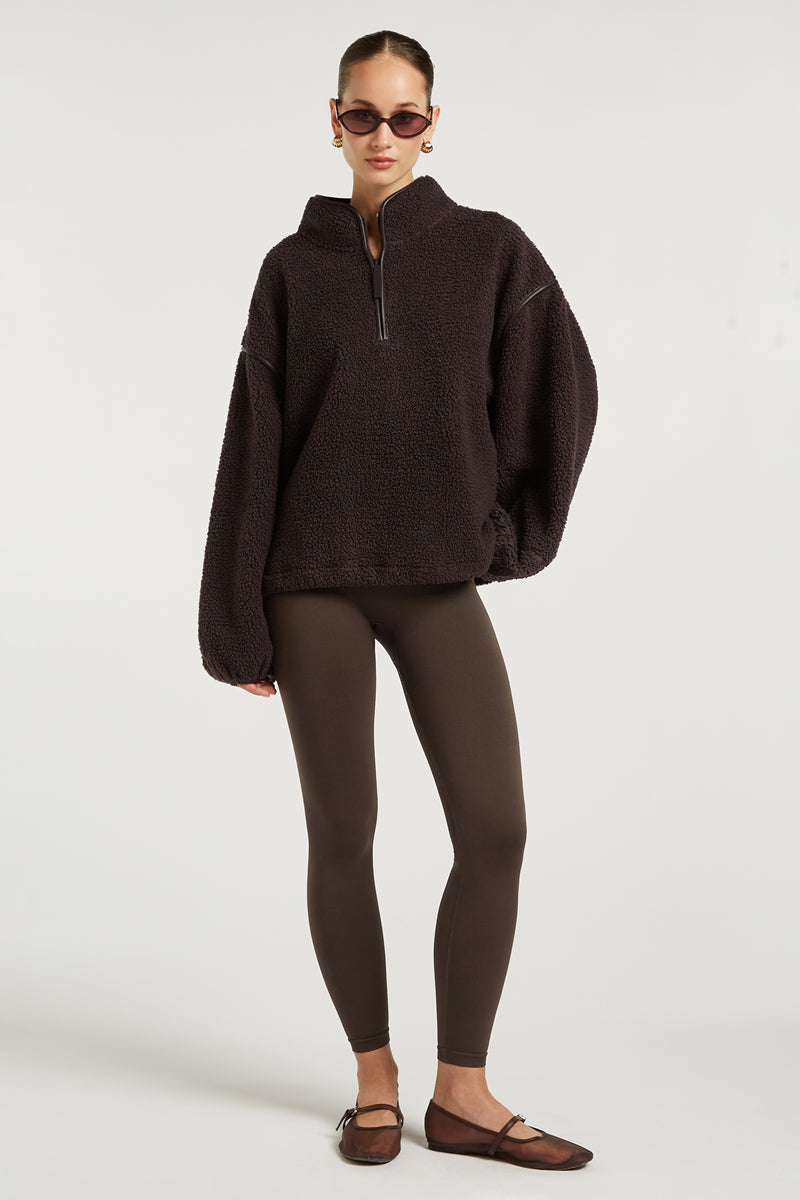SLOANE Borg Half-Zip Espresso