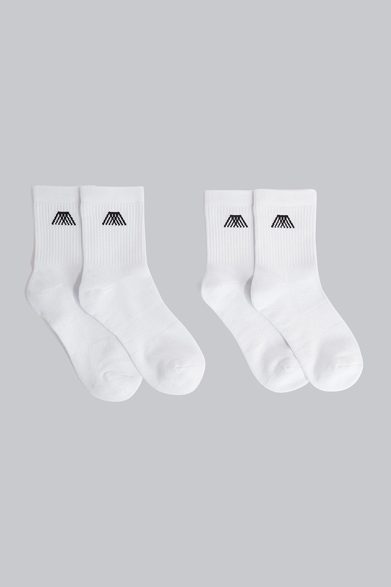 4TH ARQ Branded Crew Socks White