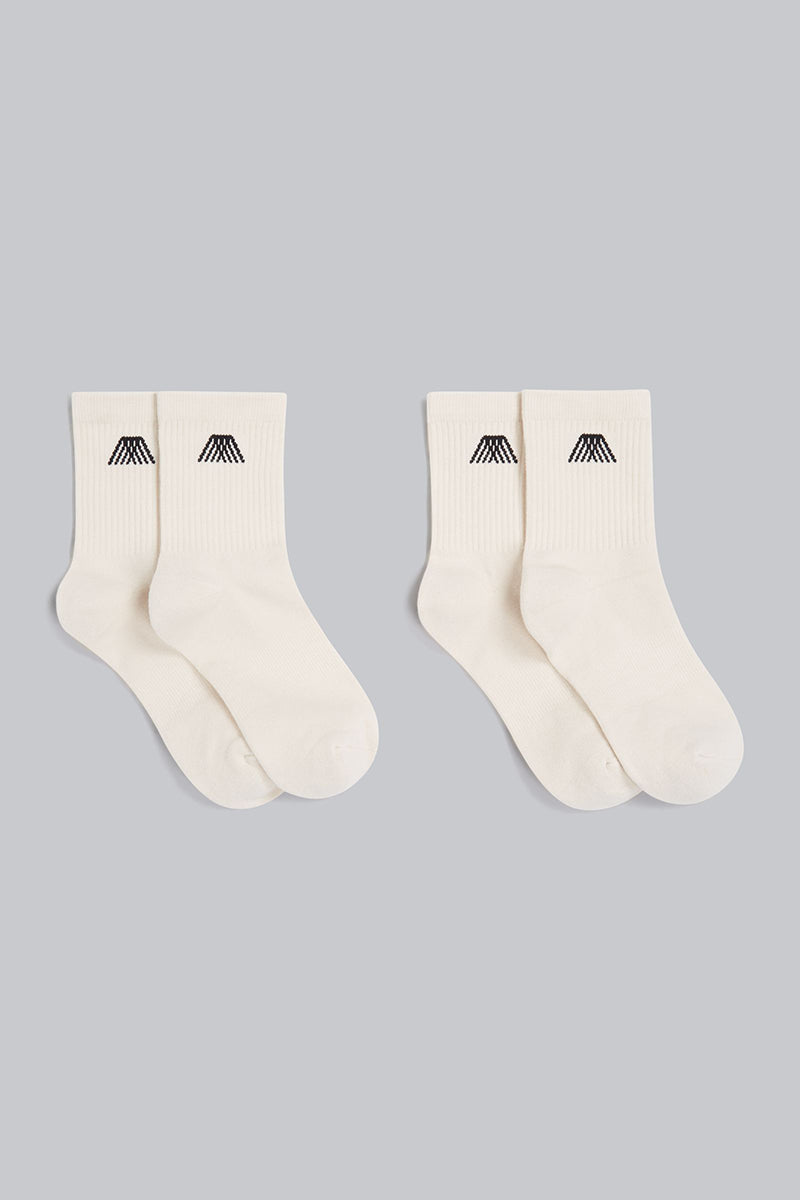 4TH ARQ Branded Crew Socks Ecru