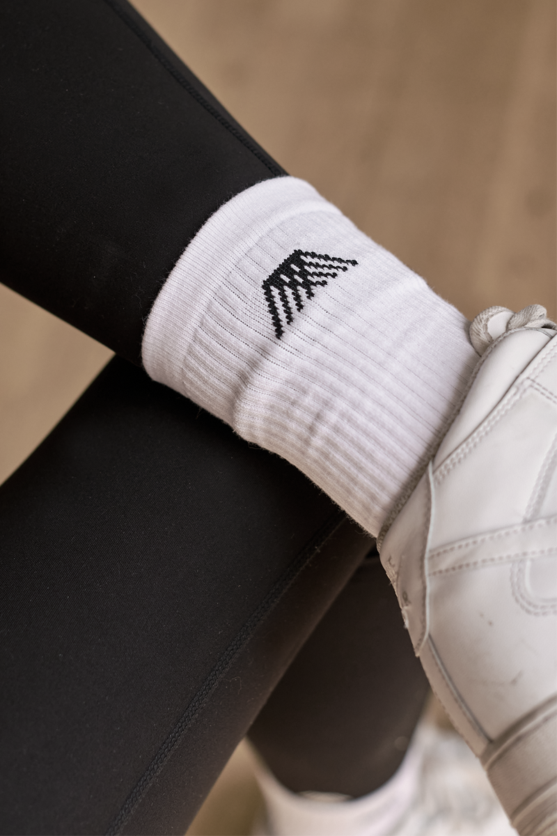 4TH ARQ Branded Crew Socks White